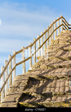 Sone Treppe Lindisfarne Castle auf Holy Island. Stockfoto