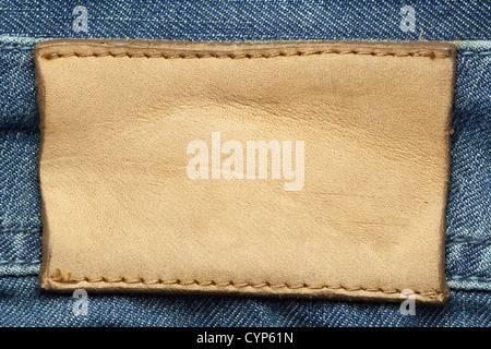 Leder-Jeans-Label aufgenäht Jeans. Stockfoto