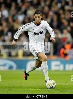 6.11.2012, Fußball, Champions League 2012/2013, 4. Spieltag, Estadio Santiago Bernabéu, Madrid, Spanien, Real Madrid (weiß) - Borussia Dortmund (gelb)---Christiano Ronaldo (Madrid) Stockfoto