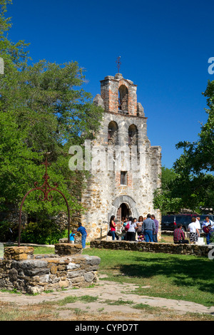 Espada Missionskirche in San Antonio Missionen National Historical Park befindet sich in San Antonio, Texas, USA. Stockfoto