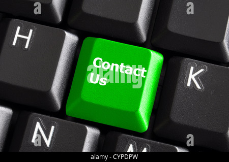kontaktieren Sie uns oder unterstützen Sie Konzept mit Computer-Tastatur-Taste Stockfoto
