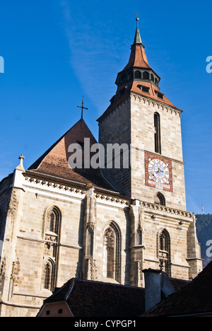 Luftaufnahme der Schwarzen Kirche in Kronstadt Stockfoto