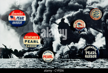 "Remember Pearl Harbor" 7. Dezember 1941, Knopf auf der Oberseite USS Arizona Brand Stockfoto