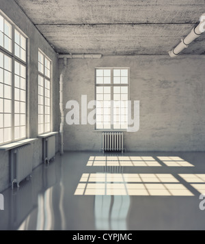 leeren Raum mit Fenstern (Loft-Konzept) Stockfoto