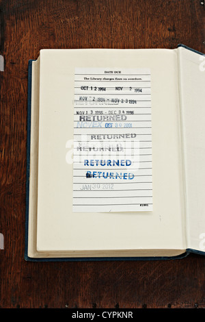 Stempel auf Bibliothek Buch Stockfoto