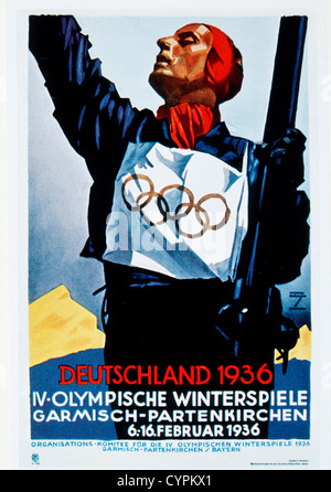 Vierte Olympische Winterspiele, Garmisch-Partenkirchen, Deutschland, Poster, 1936 Stockfoto