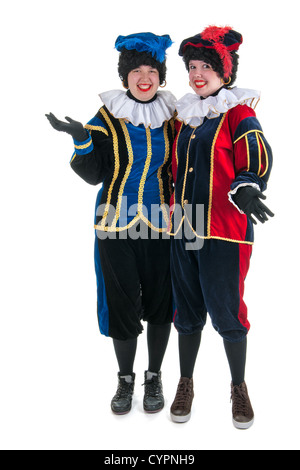 Niederländische Zeichen als schwarze Petes für typische Sinterklaas Urlaub im portrait Stockfoto