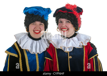 Niederländische Zeichen als weiße Petes für typische Sinterklaas Urlaub im portrait Stockfoto