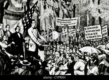 Abraham Lincoln spricht während eines Lincoln-Douglas Debatten, 1860 Stockfoto