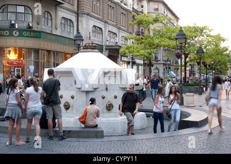 Der Delijska Brunnen ulica Kneza Mihaila in Belgrad, die Hauptstadt von Serbien. Stockfoto