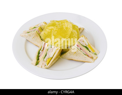 Eine leckere Club-Sandwiches-Isolate auf weiß Stockfoto