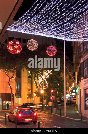 Weihnachtsbeleuchtung in Funchal, Madeira Stockfoto