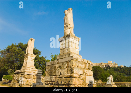 Ruinen von Statuen, Odeon von Agrippa, der antiken Agora, Athen, Griechenland Stockfoto