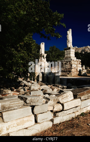 Ruinen von Statuen, Odeon von Agrippa, der antiken Agora, Athen, Griechenland Stockfoto