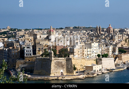 Blick Fort St. Michael aus Upper Barracca Gardens Valletta Malta Stockfoto