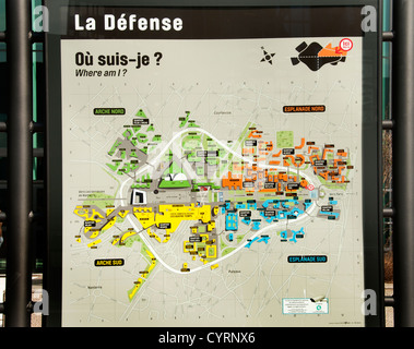 Paris La Defense Straßenkarte Frankreich Stockfoto