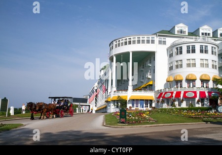 Das Grand Hotel auf Mackinac Insel im Lake Huron, Michigan, USA. Stockfoto