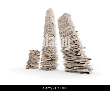 Baum isoliert Zeitung Türme (3D-Rendering) Stockfoto