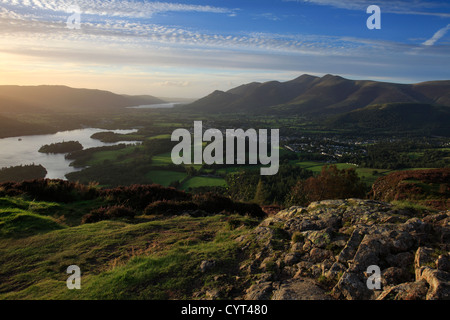 Gipfel von Walla Felsen in der Nähe von Keswick, Nationalpark Lake District, Grafschaft Cumbria, England, UK Stockfoto