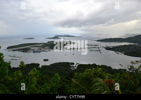 Luftbild von Kolonia und Lagune, Pohnpei, Föderierte Staaten von Mikronesien Stockfoto