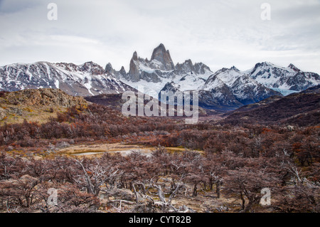 Ein Blick auf Mount Fitz Roy in Patagonien, Argentinien Stockfoto