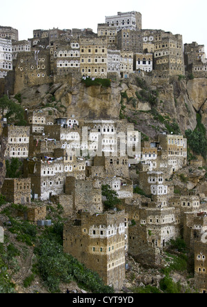 Al Hajjarah Dorf, Dschebel Haraz, Jemen Stockfoto