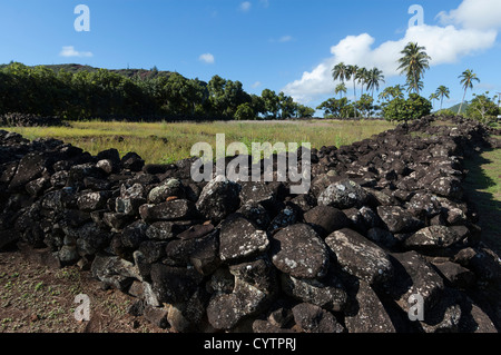 Elk284-7571 Hawaii, Kauai, Wailua River State Park, Poli'ahu Heiau Stockfoto