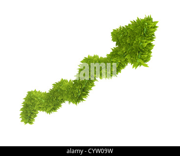 3D Grafik Pfeil bedeckt mit Blätter Stockfoto