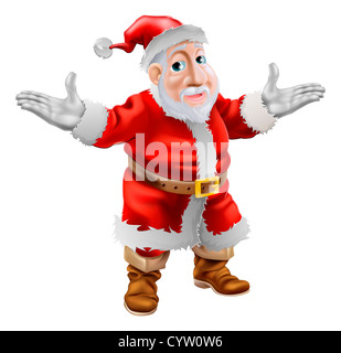 Ein glückliches Cartoon Weihnachten Santa Claus steht mit ausgestreckten Armen Stockfoto