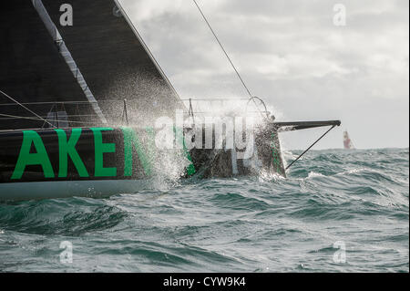 Les Sables d ' Olonne (Frankreich), 10. November 2012. Britischen Matrosen Samantha Davies (Savéol). 20 Skipper nahm Anfang des 7. Vendée Globe, Singlehanded Segelregatta auf der ganzen Welt, ohne jeden Halt. Foto Frédéric Augendre. Stockfoto