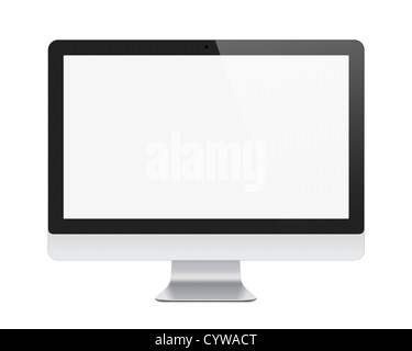Darstellung der modernen Computer-Monitor mit leeren Bildschirm. Isoliert auf weiss. Clipping-Pfad für Bildschirm hinzugefügt. Stockfoto