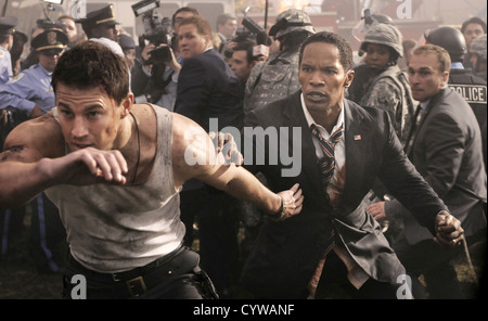 WHITE HOUSE ab 2013 Columbia Pictures film mit Channing Tatum auf der linken Seite und Jamie Foxx Stockfoto