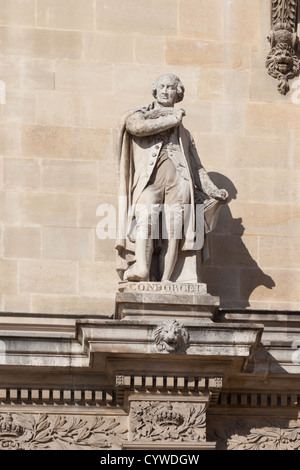 Statue von Marie Jean Antoine Nicolas Caritat, Marquis de Condorcet (1743-1794), Philosoph, Mathematiker und Politologe; Paris. Stockfoto