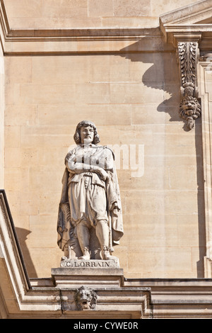 Statue von Claude Gellée de Lorrain (1600-1682), französischer Barock Maler, Zeichner und Kupferstecher, Cour Napoleon Louvre Museum Stockfoto