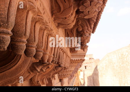Roten Stein schnitzen Jodhpur Rajasthan Indien Stockfoto
