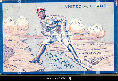 Weltkrieg eine Postkarte mit Verbündeten Stockfoto