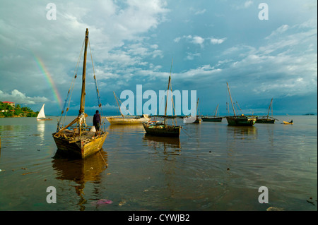 Hafen bei Hell-Ville, Nosy Be, Insel, Madagaskar Stockfoto