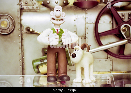 Zeichen von Wallace & Gromit aus dem Oscar-prämierten "A Close Shave" von Aardman Animation von Bristol Stockfoto