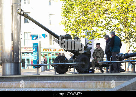 Bristol, UK. Sonntag, 11. November 2012. Armee-Artillerie-Kanonen abgefeuert markieren Anfang und Ende der zwei Minuten Stille. Alamy Live-Nachrichten Stockfoto