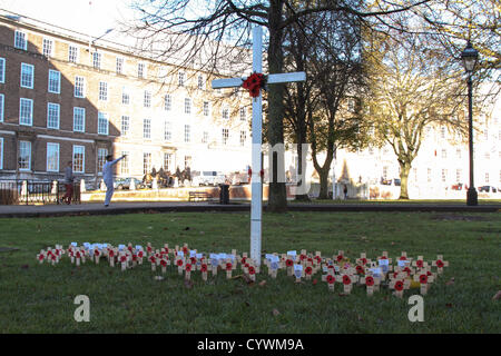 Bristol, UK. Sonntag, 11. November 2012. Erinnerung-Mohn wurden unter dem Rasen am College Green, Bristol gelegt. Alamy Live-Nachrichten Stockfoto