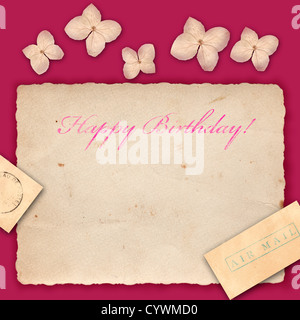 Eine Geburtstags-Grußkarte mit eine Blumen Stockfoto