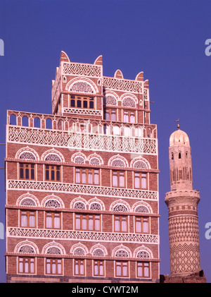 Jemen, Sana ' a, typische traditionelle Architektur, Stockfoto