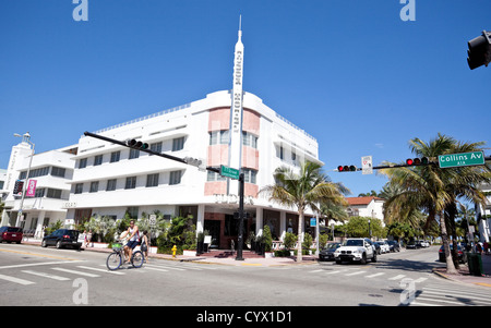 Das Tudor Hotel an der Collins Avenue und 11th Street, South Beach, Miami, Florida, USA Stockfoto