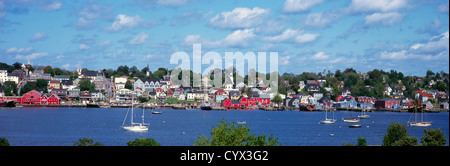 Altstadt Lunenburg, UNESCO World Heritage Site, Nova Scotia, Kanada - Lunenburg Harbour & historischen Hafen - Panoramablick Stockfoto