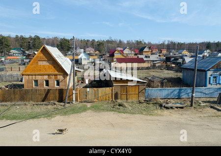 Dorf am Ufer des Lake Baikal, in der Nähe von Ulan-Ude, Sibirien, Russland Stockfoto