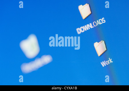 Symbole auf einem Computer-Bildschirm Stockfoto