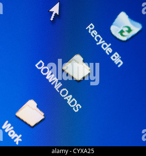 Symbole auf einem Computer-Bildschirm Stockfoto