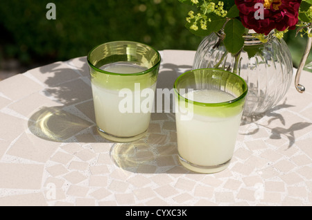 Zwei Gläser Limonade auf einem Tisch im freien Stockfoto