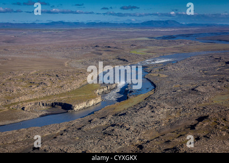 Luftaufnahmen von Hljodaklettar Northern Island Hljodaklettar (Echo Cliffs) sind Felsformationen aus alten Krater. Stockfoto