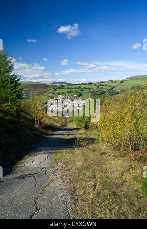 Porth im Rhondda Tal vom Mynydd y Glyn in der Nähe von Pontypridd Südwales Stockfoto